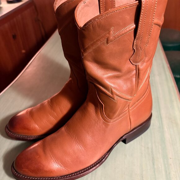 Mens Cuero Austin Tan Brown  Cowboy Western Boots Size 9 D - Picture 1 of 16